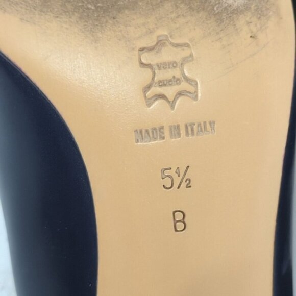 David Evins Vintage Black Leather Heels, Women's 5.5B - Picture 5 of 7